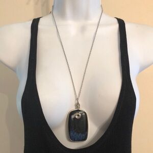 NWT Artisan style natural stone statement pendant necklace